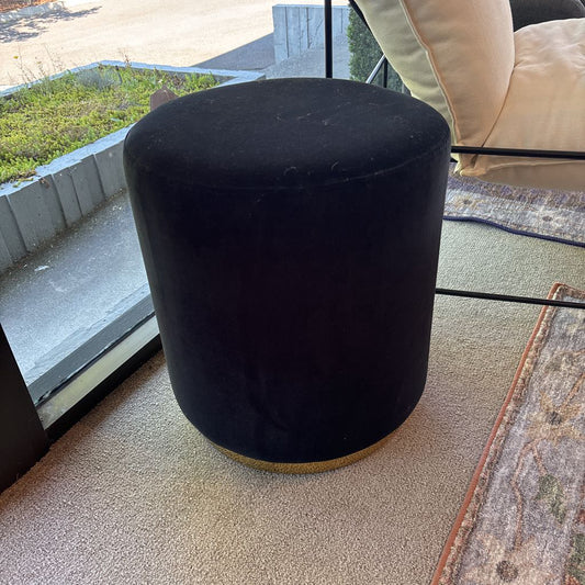 Urban Chic Black Velvet & Gold Tone Metal Ottoman