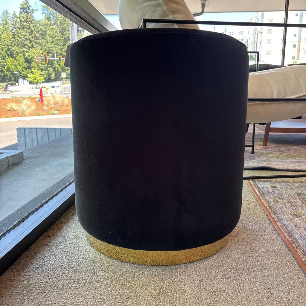 Urban Chic Black Velvet & Gold Tone Metal Ottoman U OTTOMANS