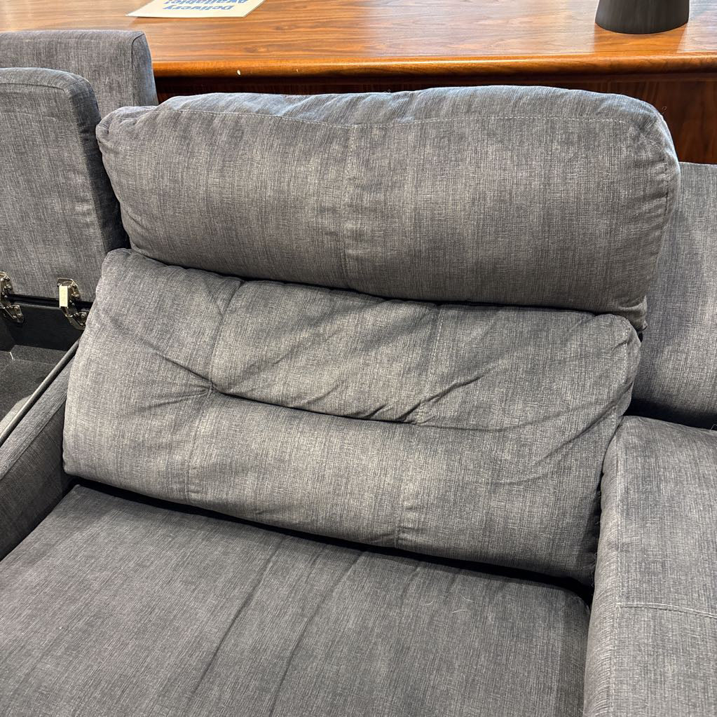 Modern Grey 2 Seat Sofa w/ Storage & Cupholder Console