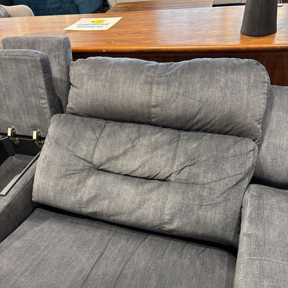 Modern Grey 2 Seat Sofa w/ Storage & Cupholder Console