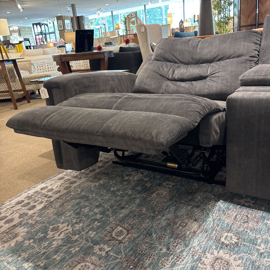 Modern Grey 2 Seat Sofa w/ Storage & Cupholder Console