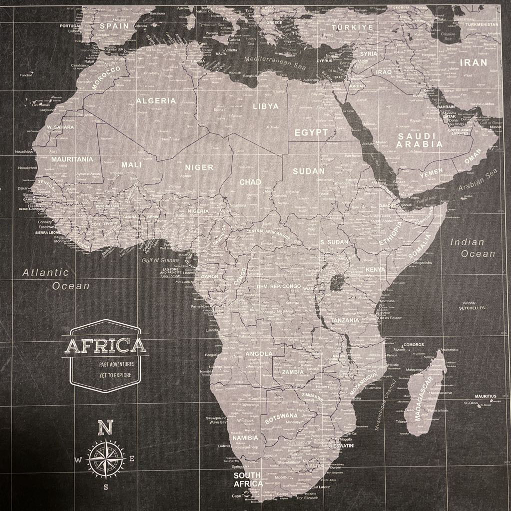 Map of Africa Framed Canvas Art