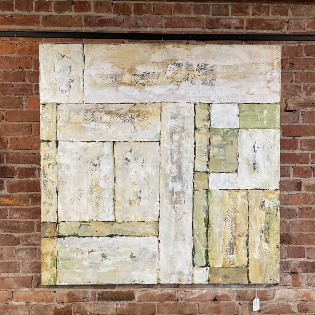 White/Off white & Green Geometric Art ART