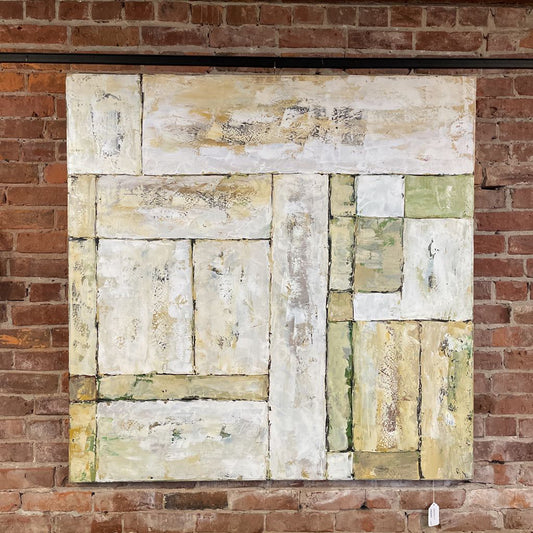 White/Off white & Green Geometric Art ART
