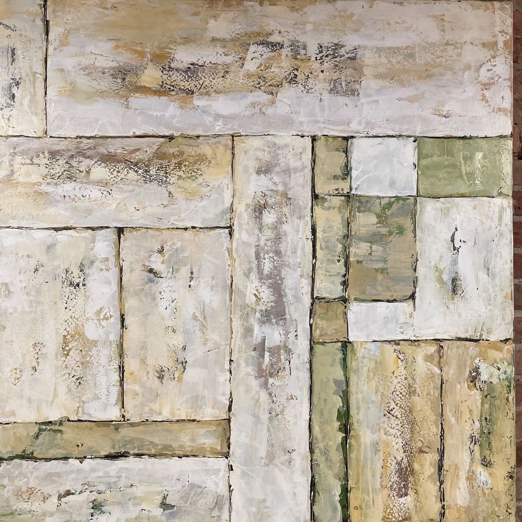 White/Off white & Green Geometric Art ART