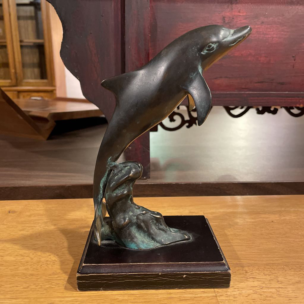 Metal Leaping Dolphin Figure