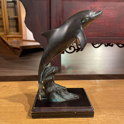 Metal Leaping Dolphin Figure