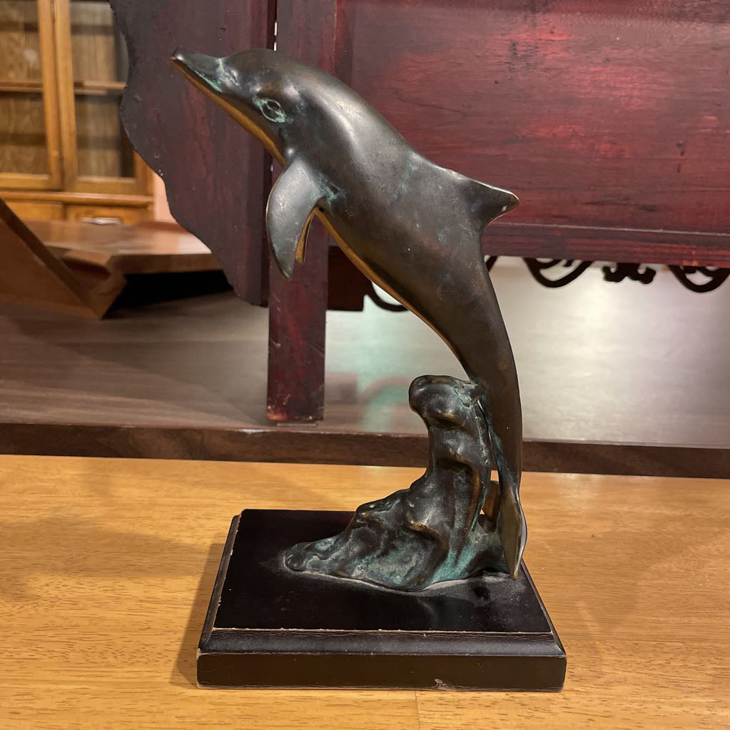 Metal Leaping Dolphin Figure