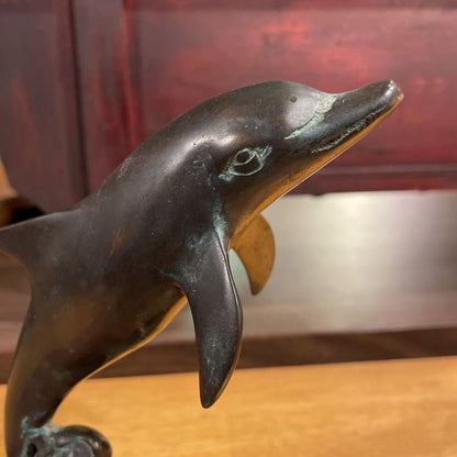 Metal Leaping Dolphin Figure
