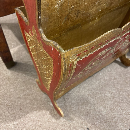 Antique Italian Florentine Magazine Rack