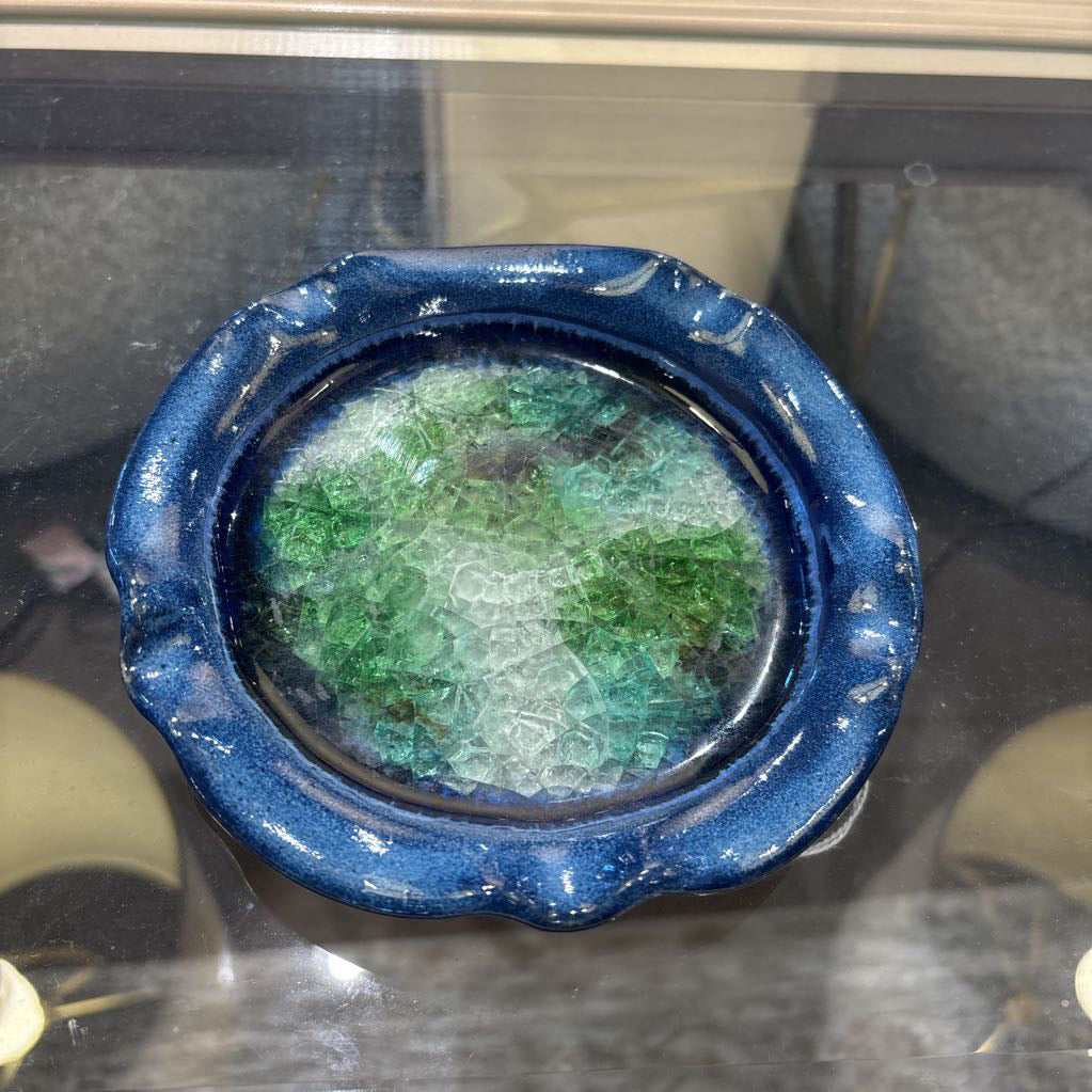 Crushed Glass Blue Platter