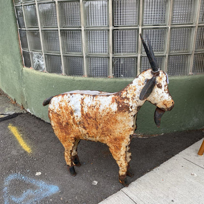 Rustic Metal White Goat