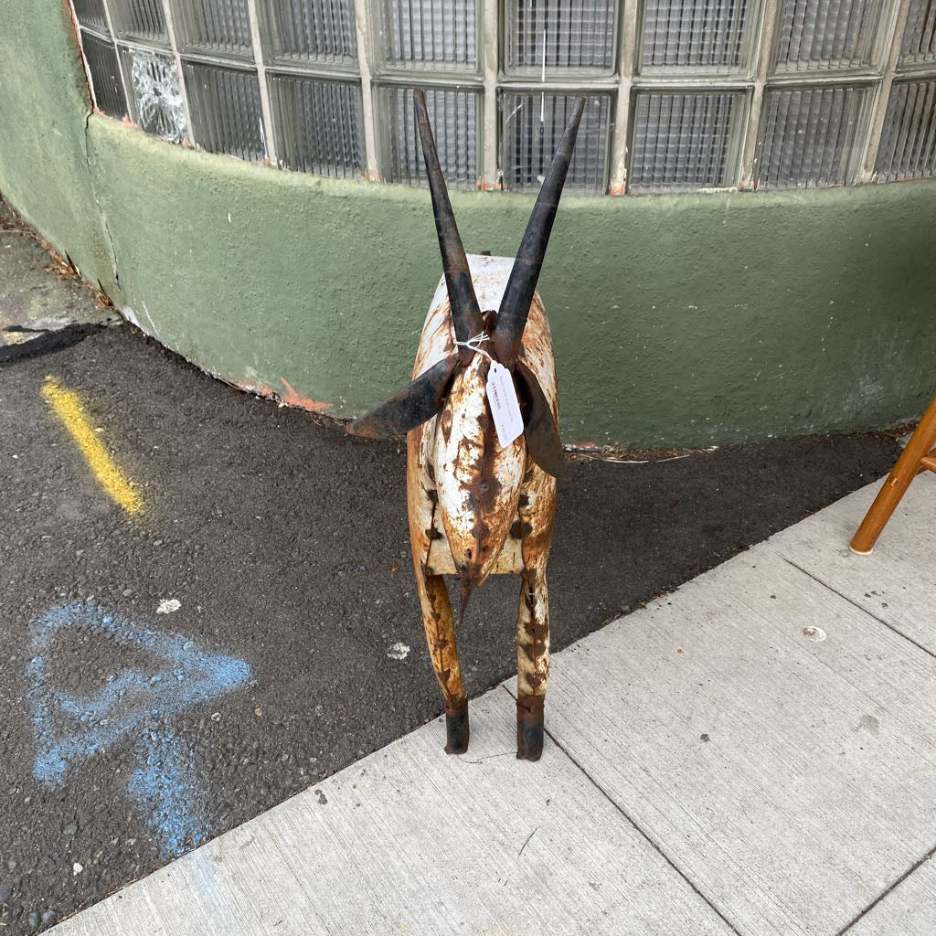 Rustic Metal White Goat