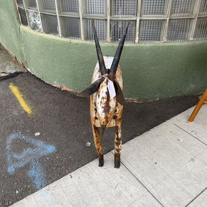 Rustic Metal White Goat
