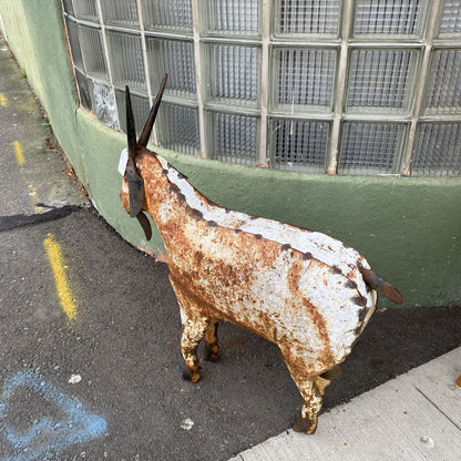 Rustic Metal White Goat