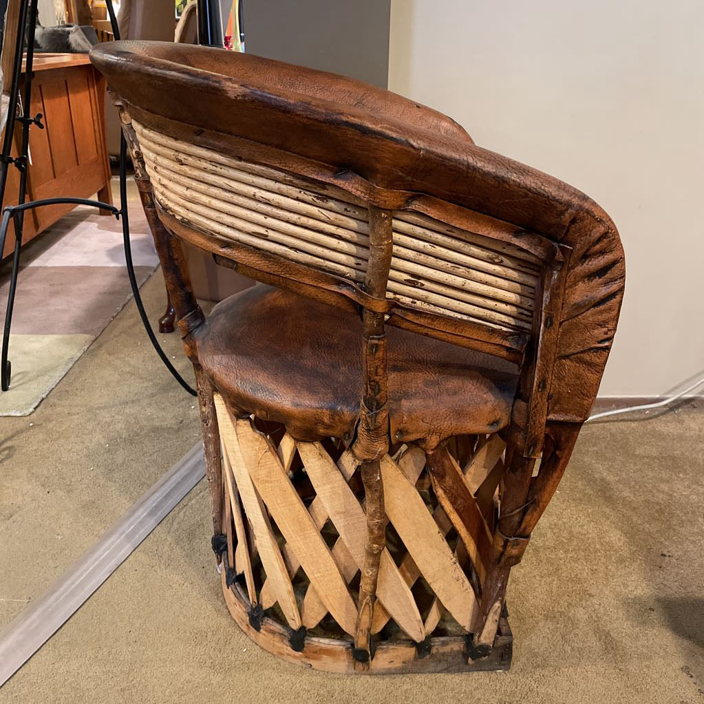 Mexican Equipal Leather and Wood Chair