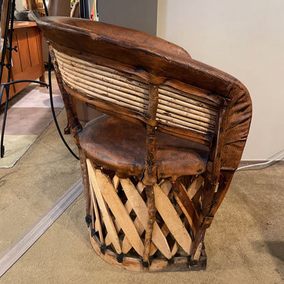 Mexican Equipal Leather and Wood Chair