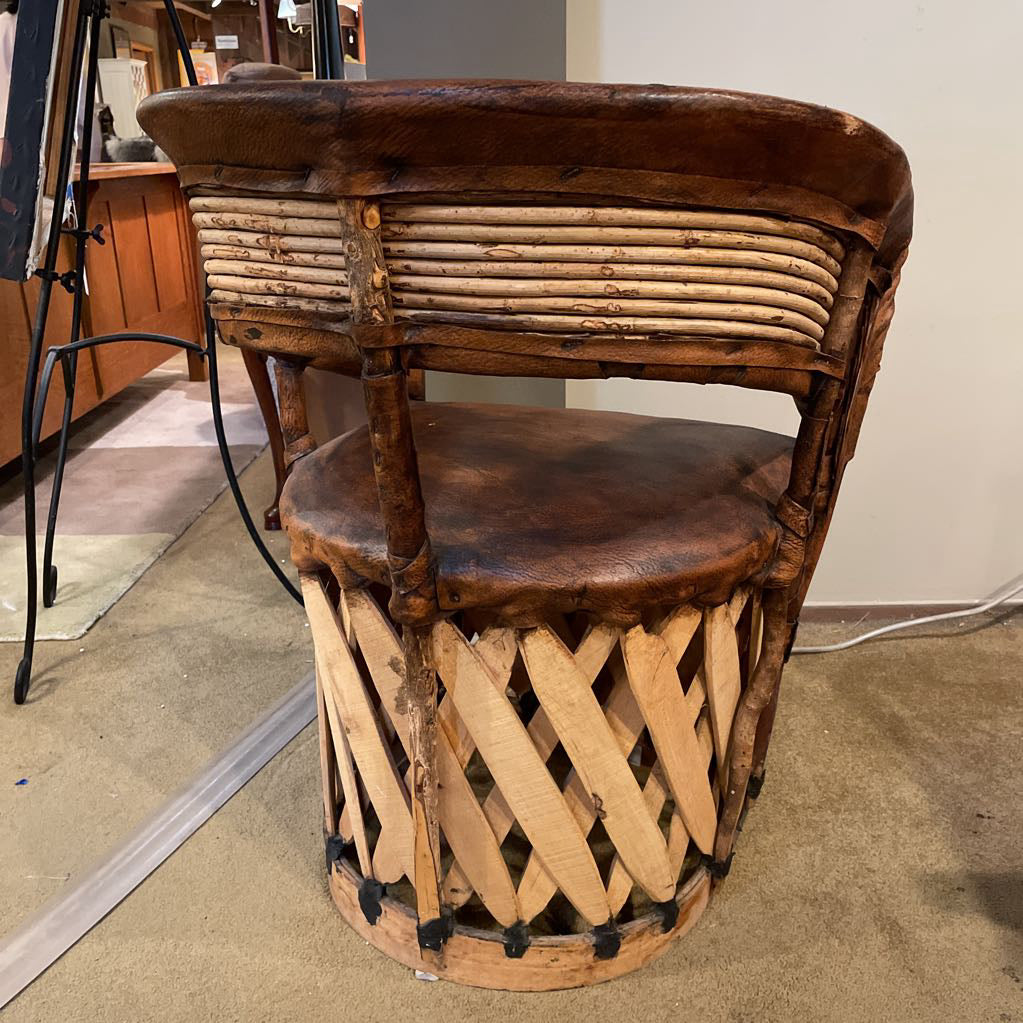 Mexican Equipal Leather and Wood Chair