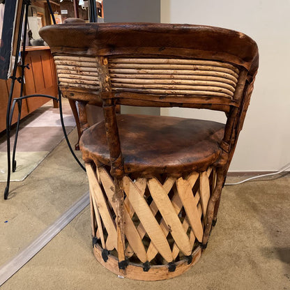 Mexican Equipal Leather and Wood Chair