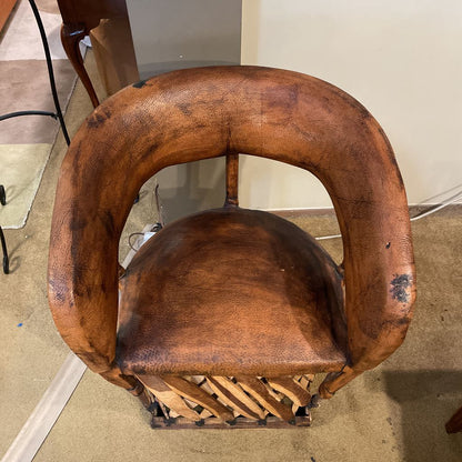 Mexican Equipal Leather and Wood Chair