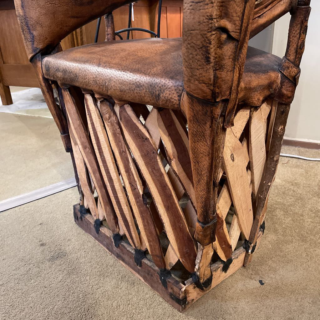 Mexican Equipal Leather and Wood Chair