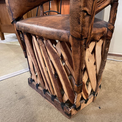 Mexican Equipal Leather and Wood Chair