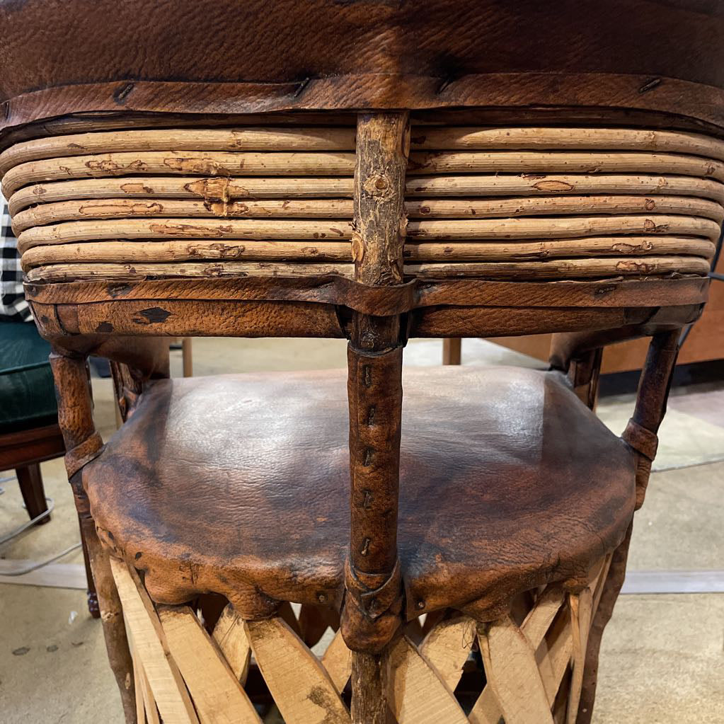 Mexican Equipal Leather and Wood Chair