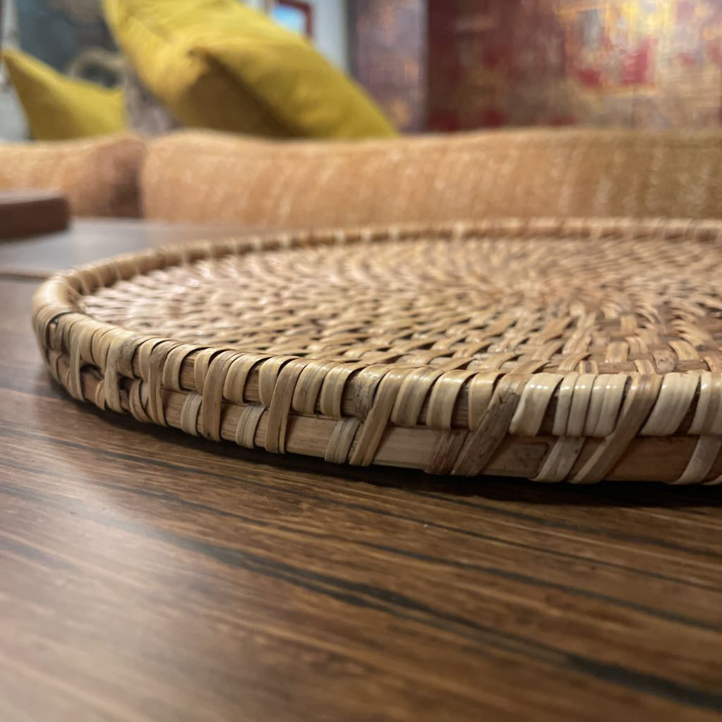 Round Flat Bamboo Tray