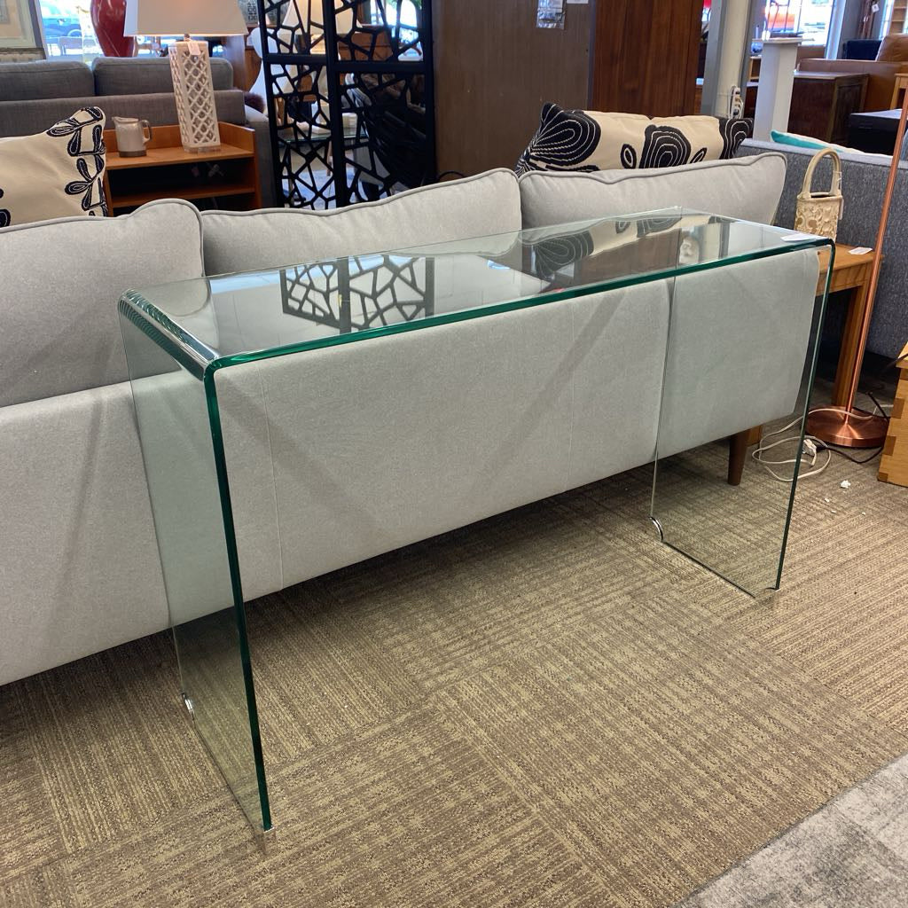 Clear Glass Chrome Foot Console Table