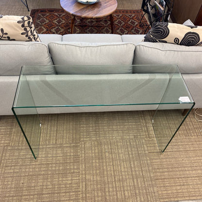 Clear Glass Chrome Foot Console Table