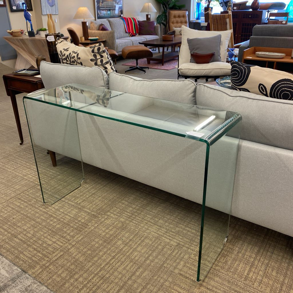 Clear Glass Chrome Foot Console Table