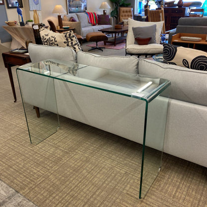 Clear Glass Chrome Foot Console Table