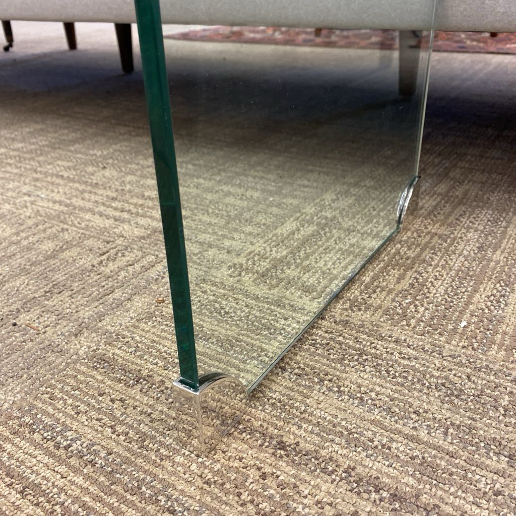 Clear Glass Chrome Foot Console Table C CONSOLE TABLES