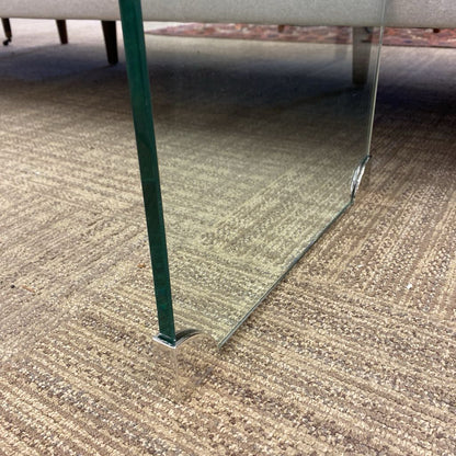 Clear Glass Chrome Foot Console Table C CONSOLE TABLES