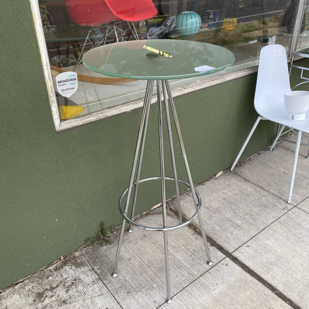 DANIA Round Frosted Glass Top Bar Table