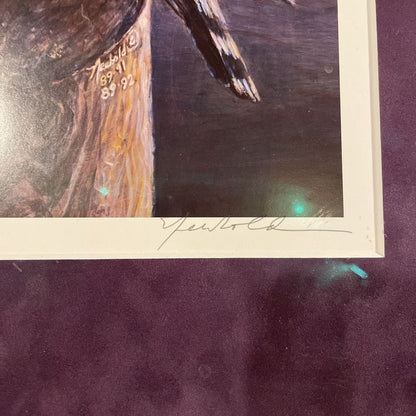 Hawk in Bay Mountainscape Artwork