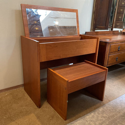 Teak Lift Top Vanity with Stool AS IS C VANITIES
