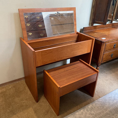 Teak Lift Top Vanity with Stool AS IS C VANITIES