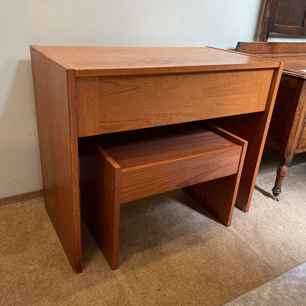 Teak Lift Top Vanity with Stool AS IS C VANITIES