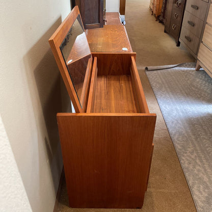 Teak Lift Top Vanity with Stool AS IS