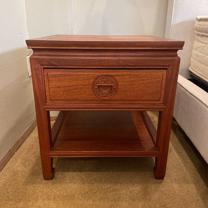 Teak Asian Style Single Drawer Nightstand