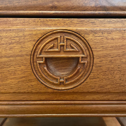 Teak Asian Style Single Drawer Nightstand