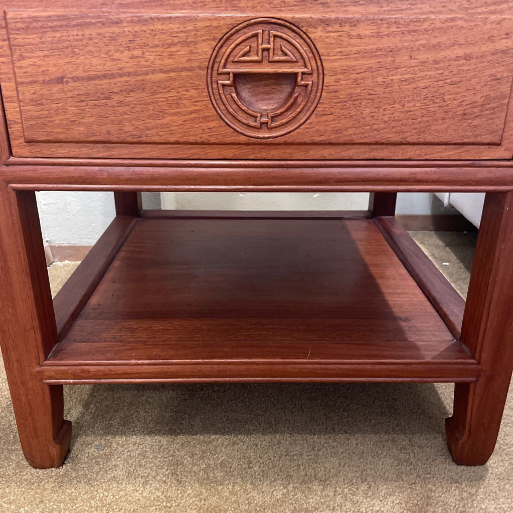 Teak Asian Style Single Drawer Nightstand