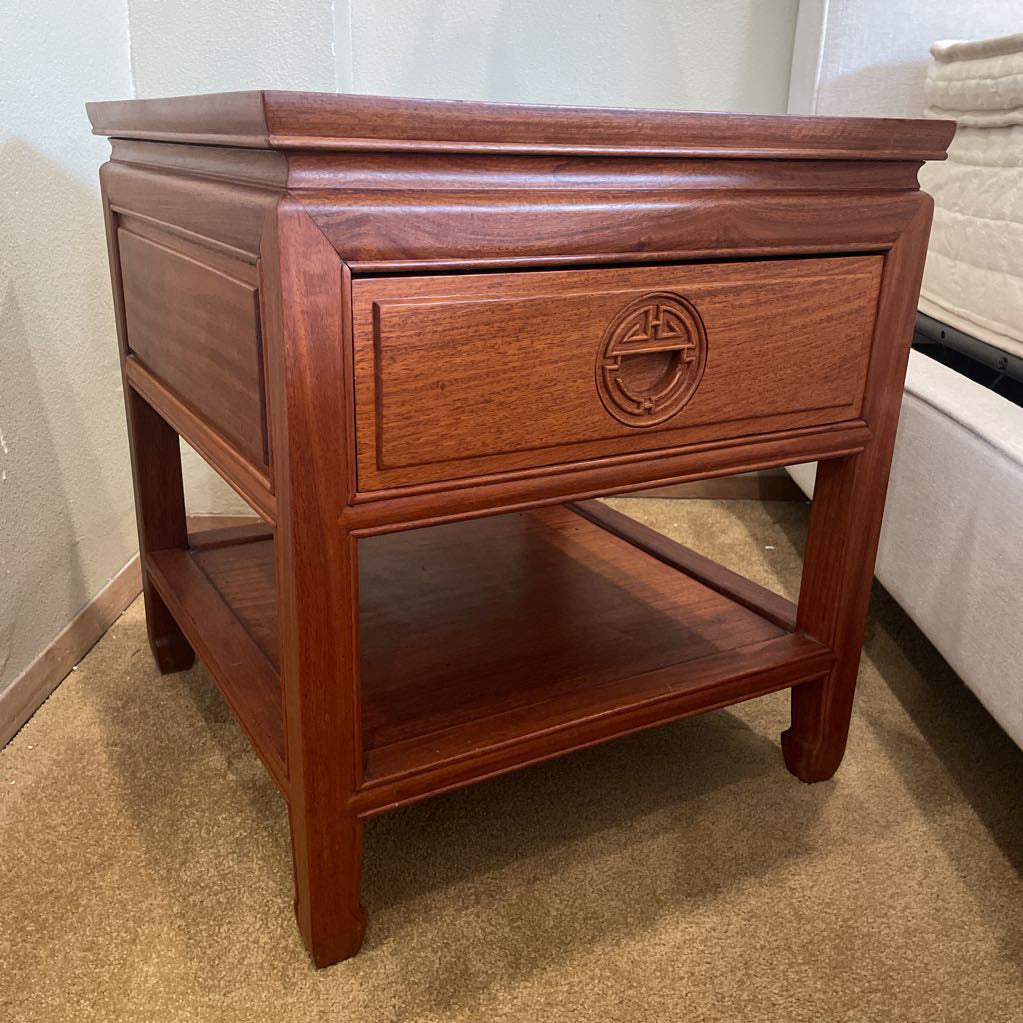 Teak Asian Style Single Drawer Nightstand