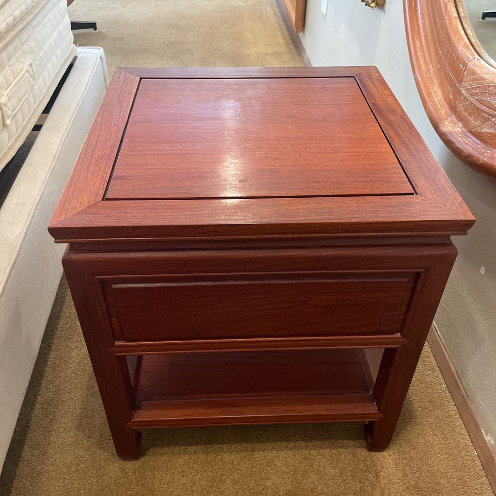 Teak Asian Style Single Drawer Nightstand