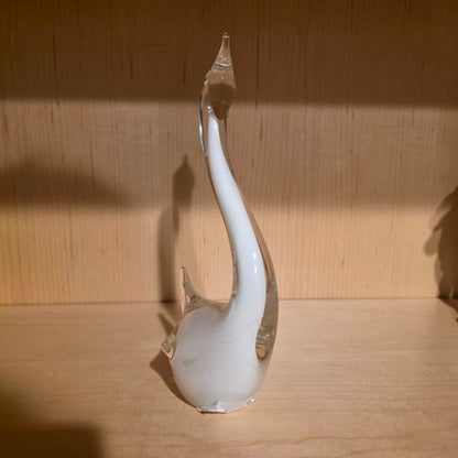 White & Clear Glass Swan