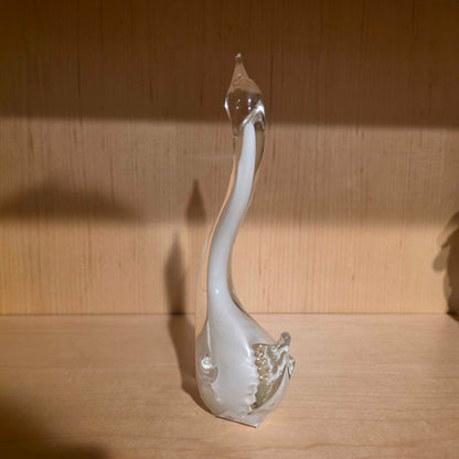 White & Clear Glass Swan