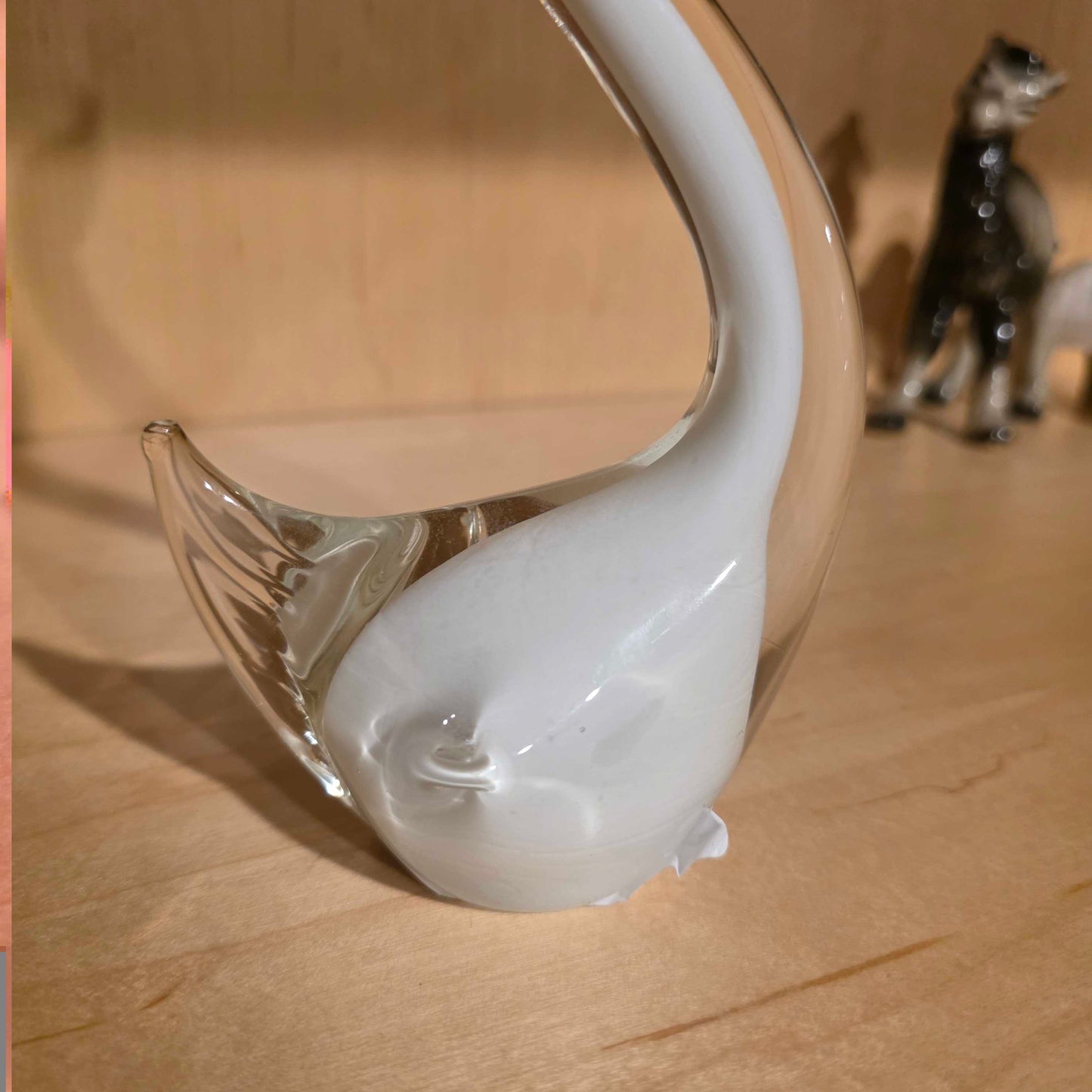 White & Clear Glass Swan
