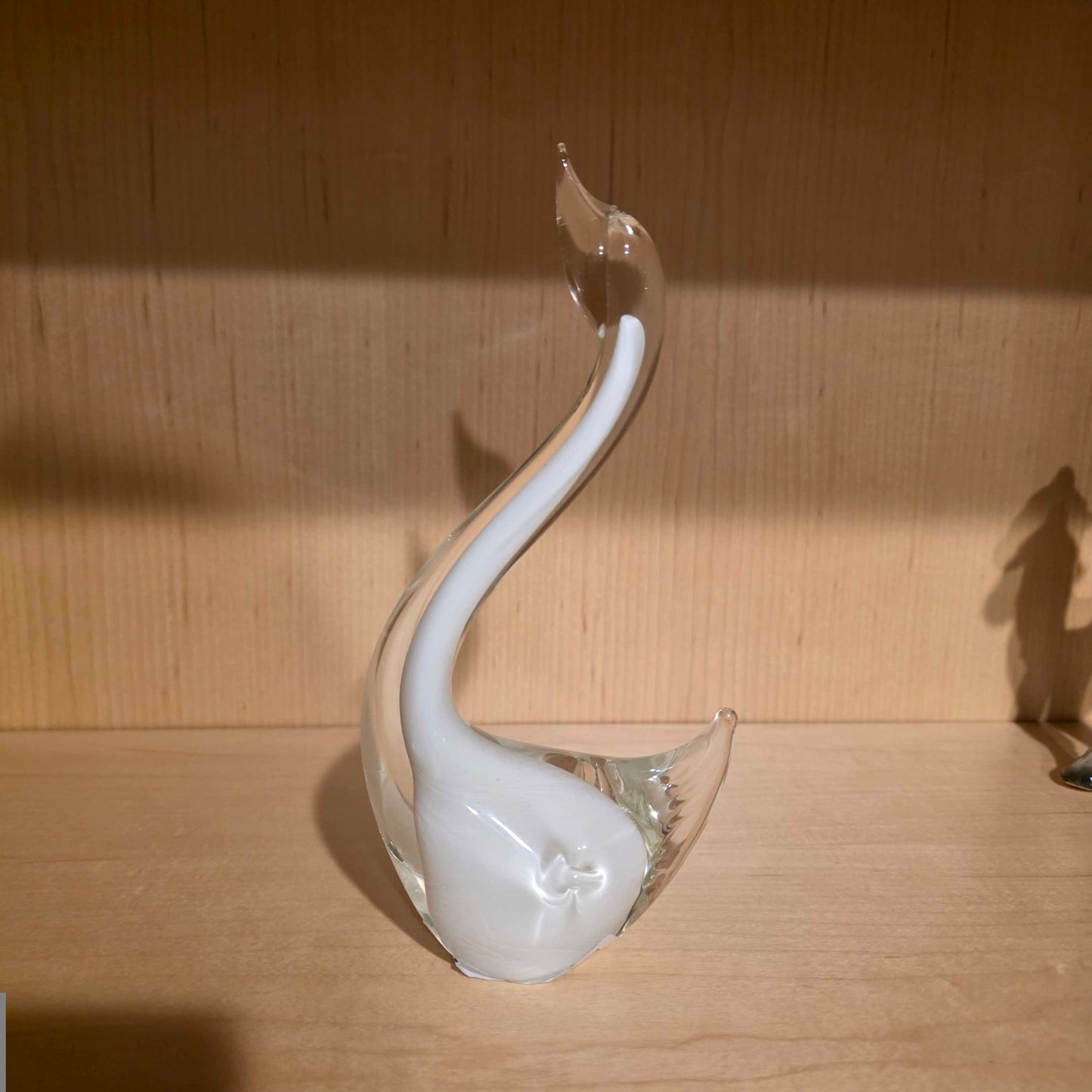 White & Clear Glass Swan