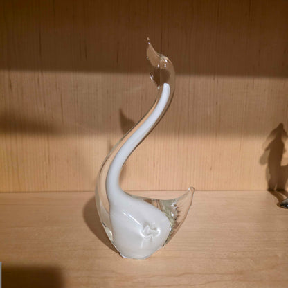 White & Clear Glass Swan